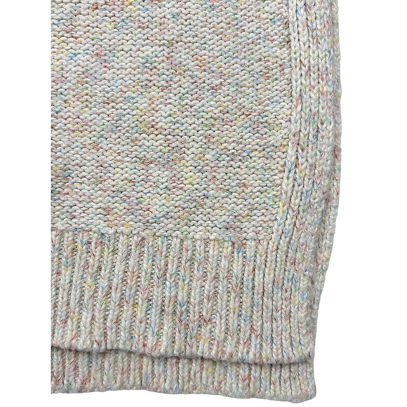 Lou & Grey Speckled Confetti Knit Mock Neck Sweater Side Vents Cream Cozy M - Picture 5 of 11